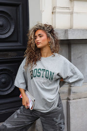Grijs Boston T-shirt met oversized fit voor dames