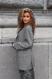 Grijze reworked blazer met oversized pasvorm voor dames