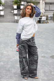Grijze camouflage jeans voor dames outfit