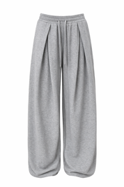 grijze sweatpants dames met wijde pijpen en elastische tailleband