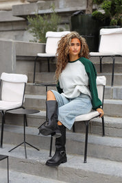 Groen wit raglan sweatshirt voor dames
