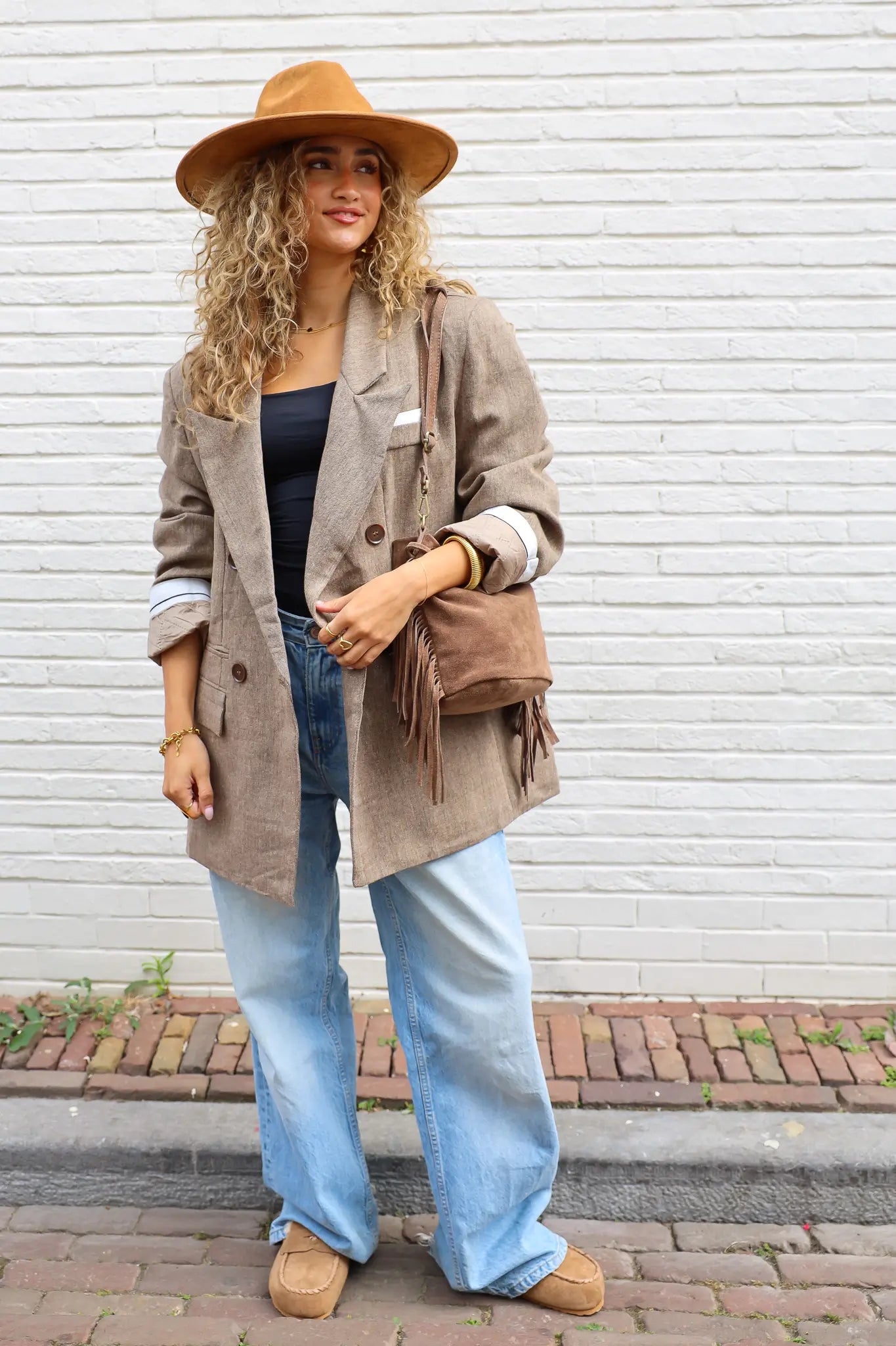 instapper suede look vachtvoering camel boho slippers winter slippers gypsy look