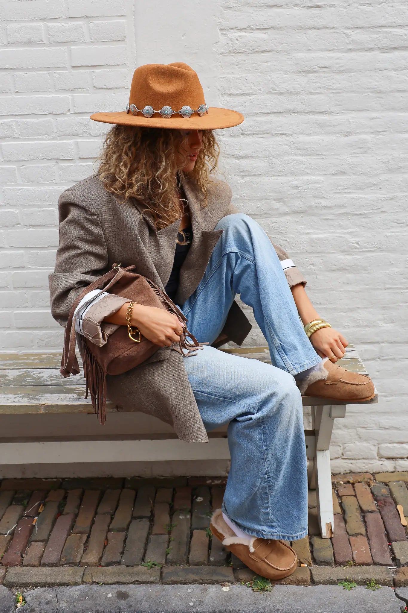 instapper suede look vachtvoering camel boho slippers winter slippers gypsy look