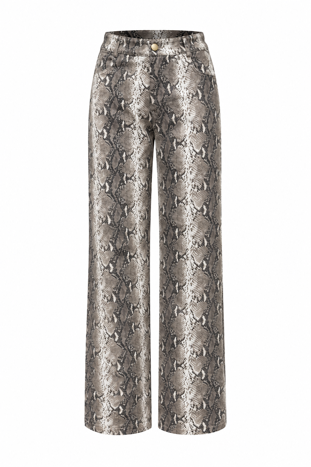 Jeans Straight Slangenprint Beige dames met rechte pijpen en all-over slangenprint