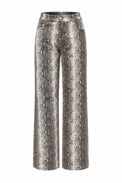 Jeans Straight Slangenprint Beige dames met rechte pijpen en all-over slangenprint