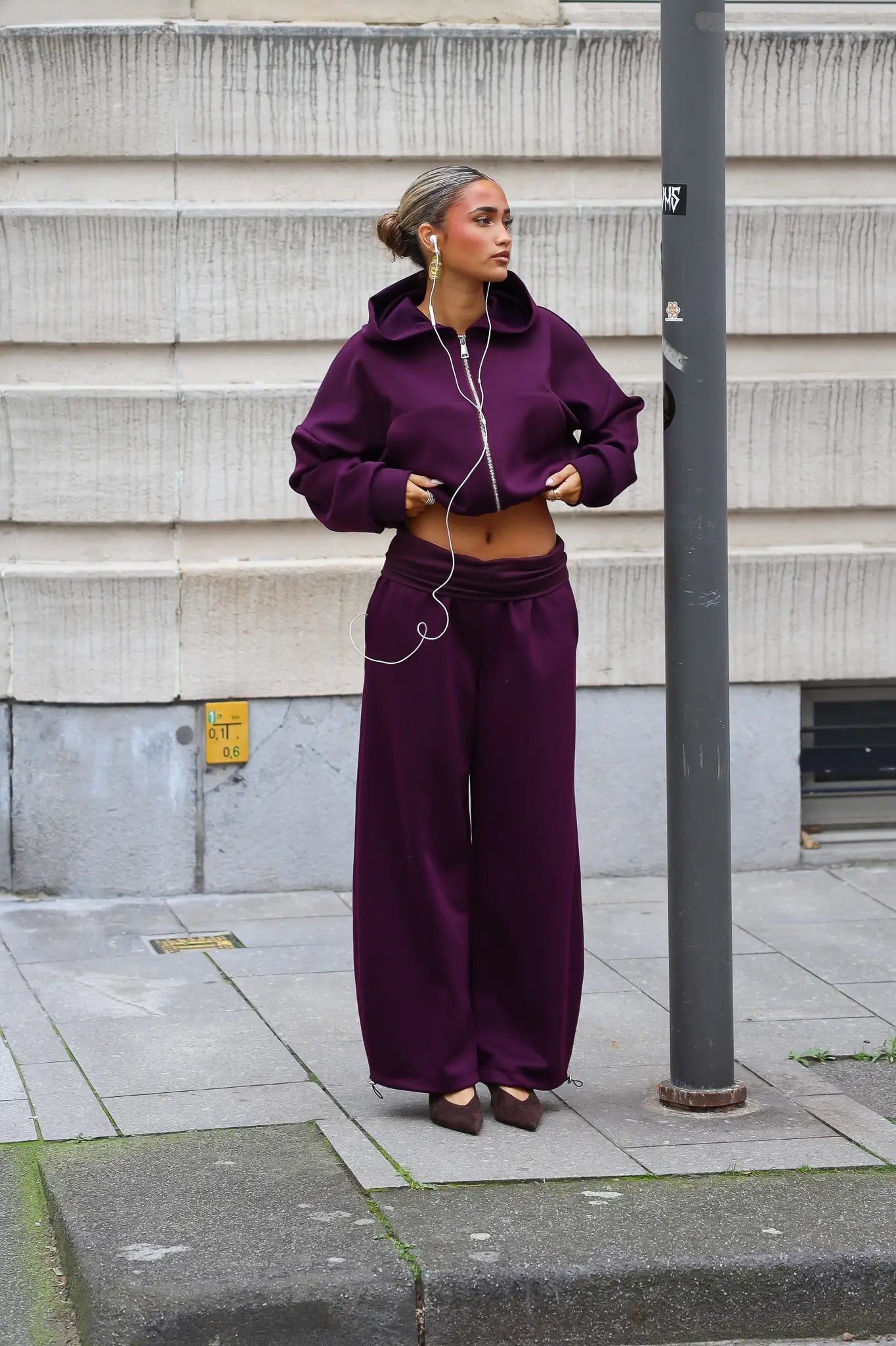 Plum jogger set dames met elastische taille en wide leg broek