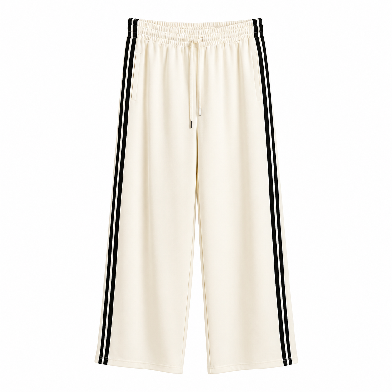 Crème jogger met strepen dames comfortabele broek Ladylike Fashion