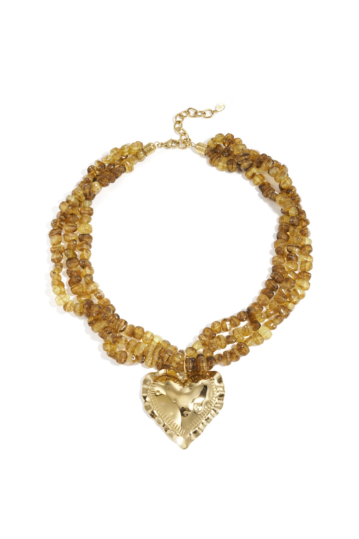 ketting met hart en kralen khaki vrijstaand