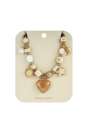 ketting kralen luipaard bruin ketting goud stainless steel waterproof close up ladylike