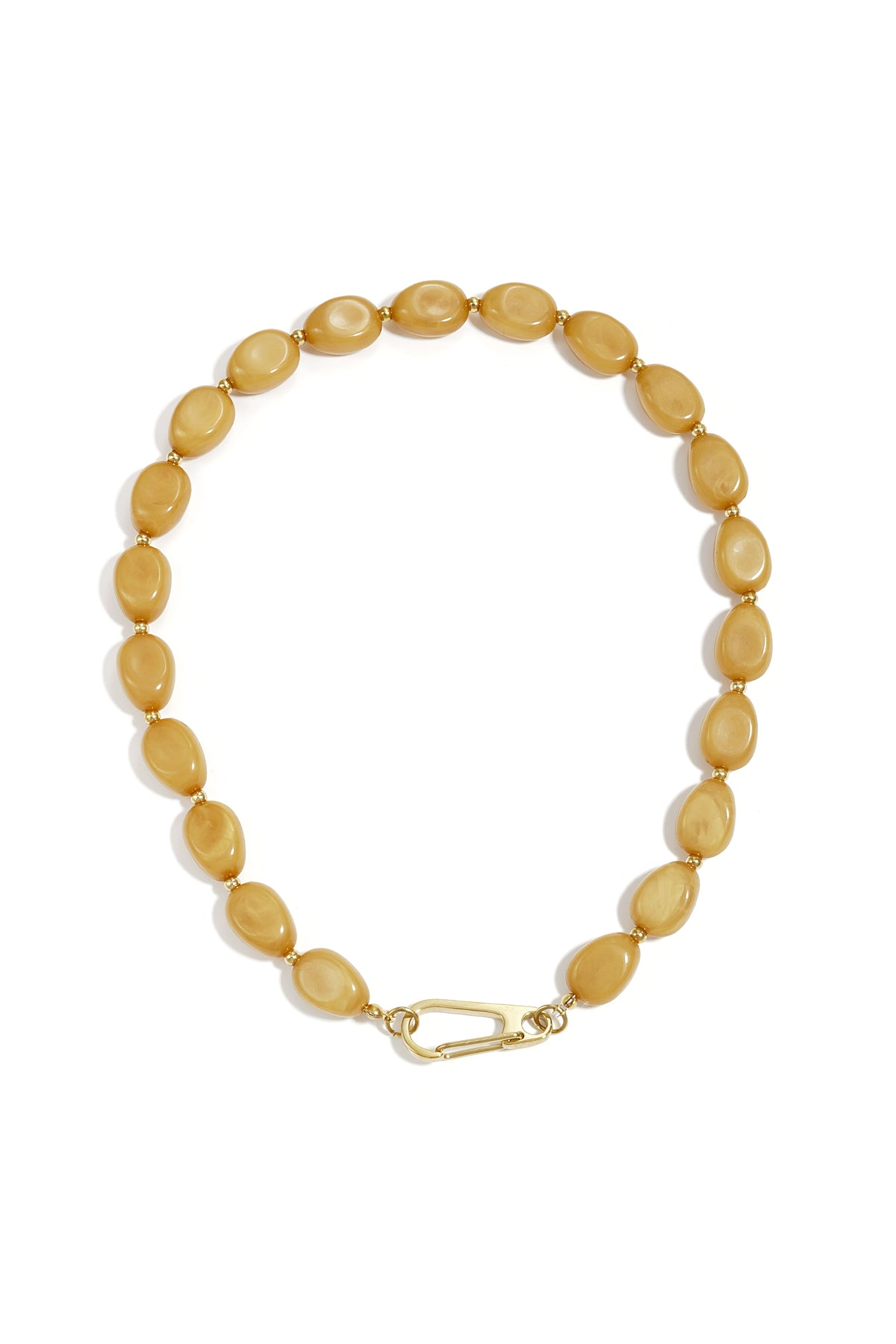 ketting met khaki acryl kralen en goudkleurige sluiting