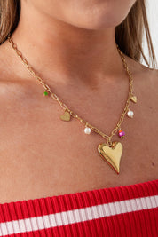 ketting love moment goud hart hanger dames sieraden draagfoto ladylike fashion