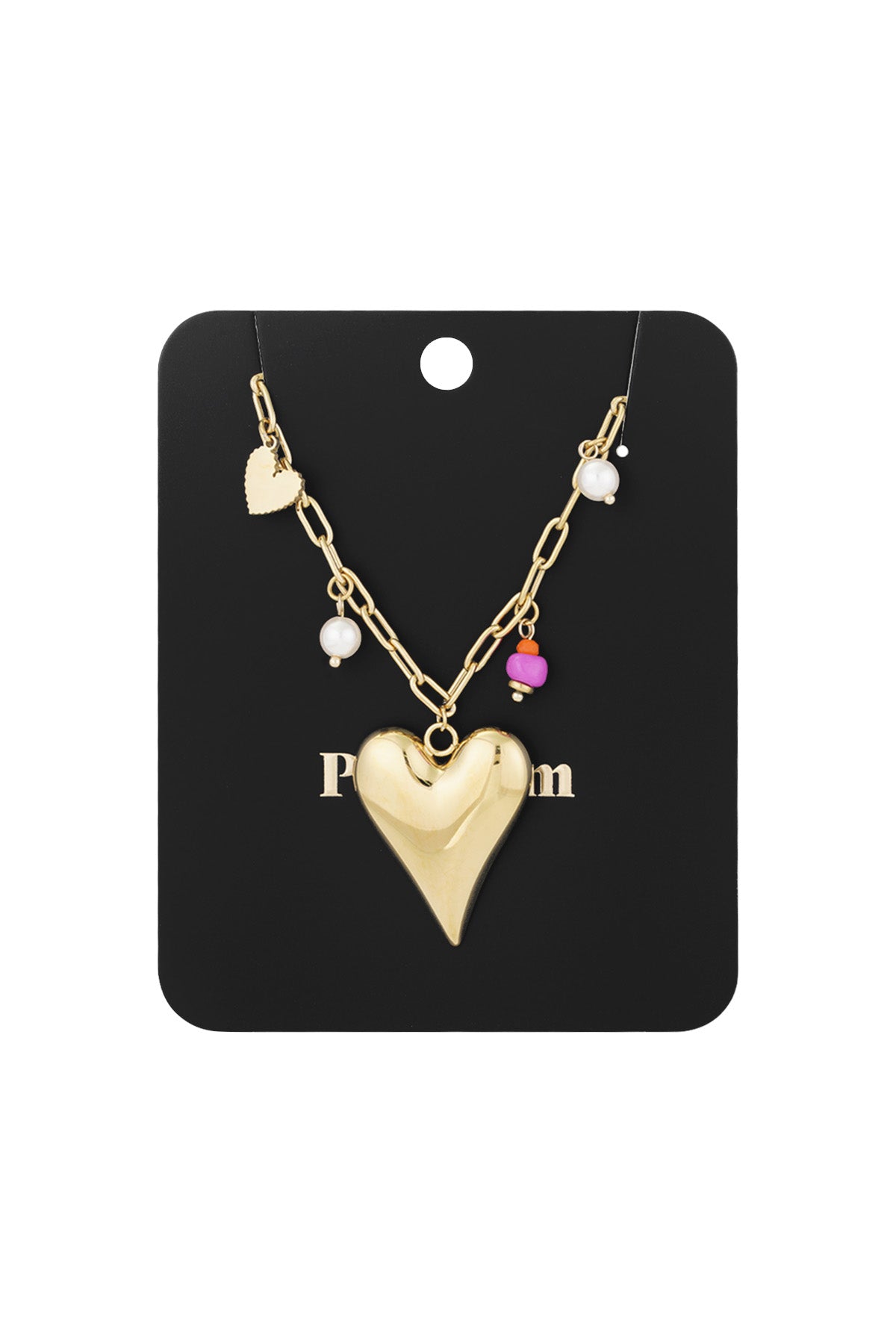 ketting love moment goud hart hanger halsketting verpakking ladylike fashion