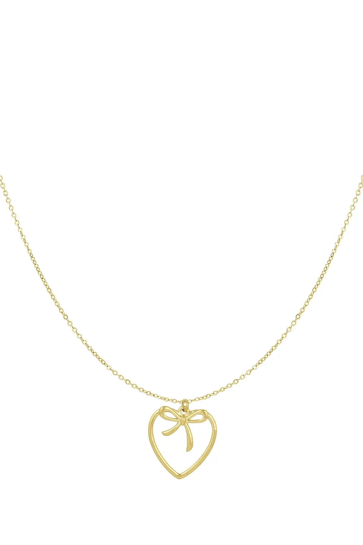 ketting strik heart goud productfoto op witte achtergrond