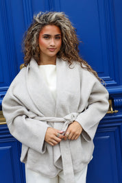 Korte wollen jas in beige voor dames