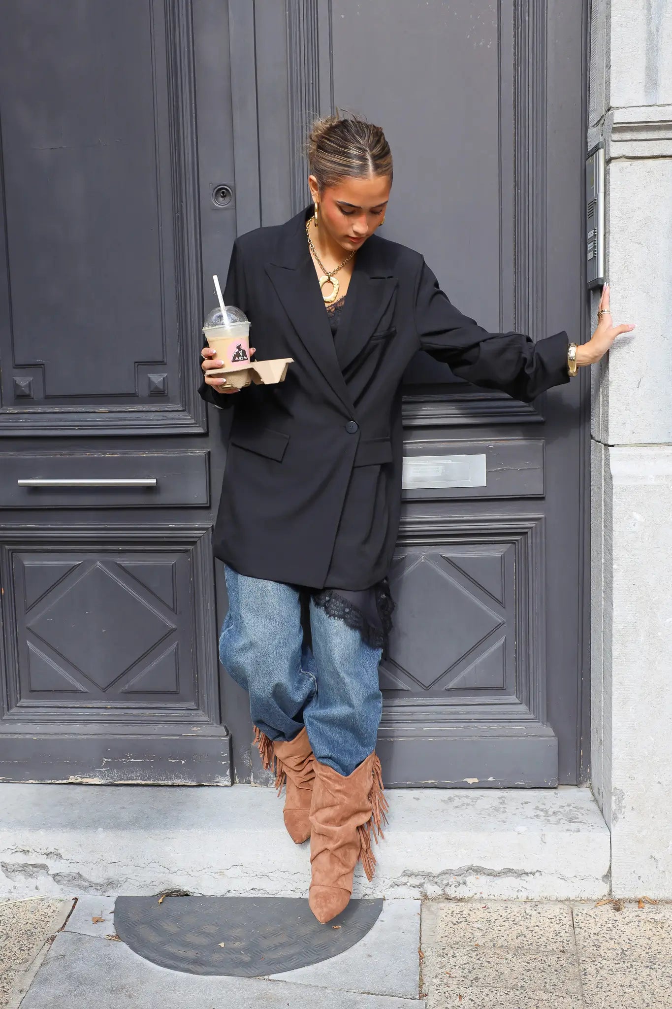 laarzen franjés taupe laarzen taupe achterkant ladylike