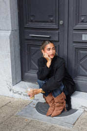 laarzen franjés taupe laarzen taupe close up ladylike