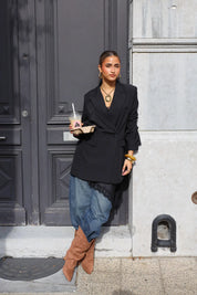 laarzen franjés taupe laarzen taupe vooraanzicht ladylike