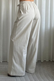 achterkant linnen wide leg broek beige dames eight paris