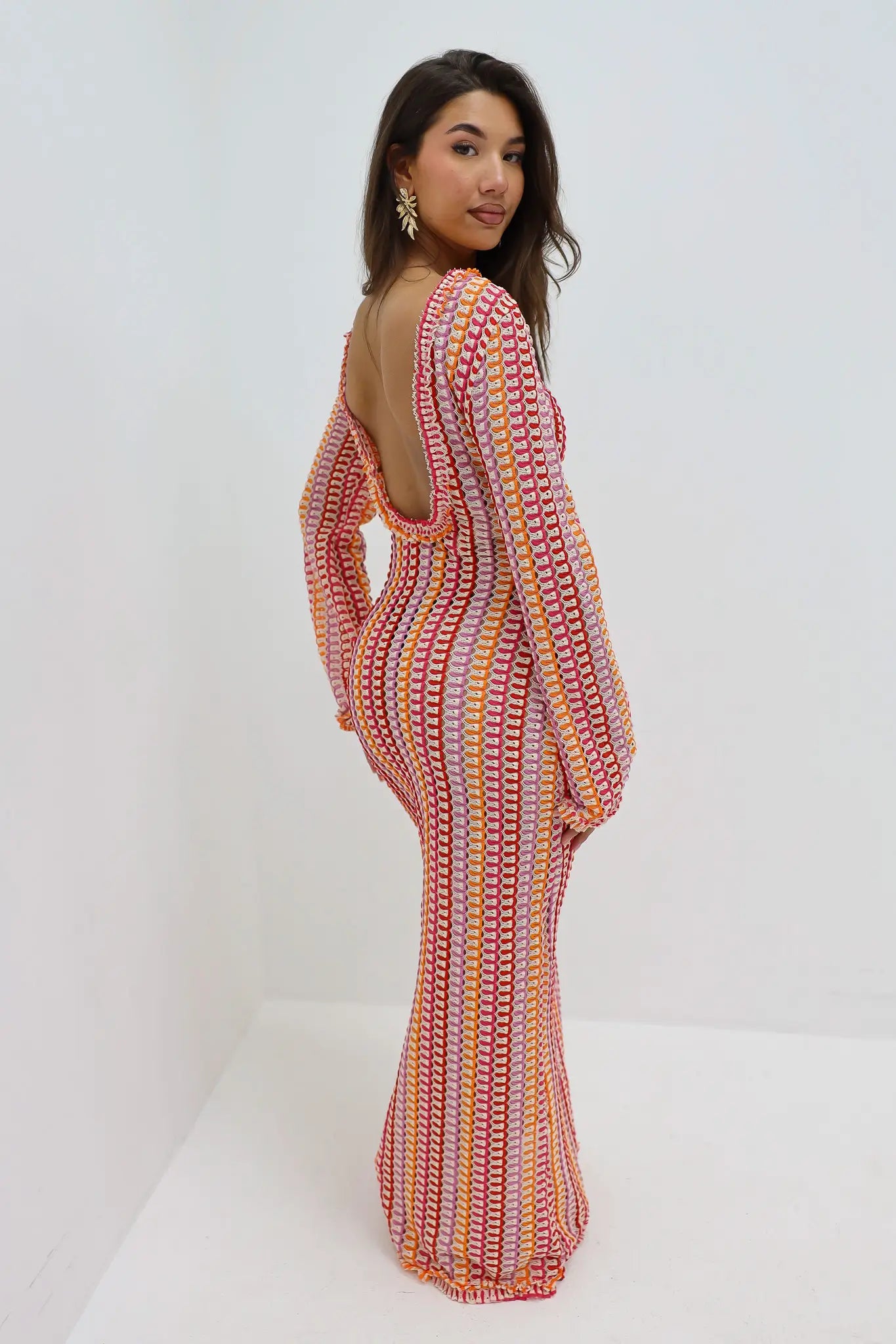 Boohoo Lange Maxi Jurk Met Lange Mouwen Lange Jurk Jurk Met Lagen