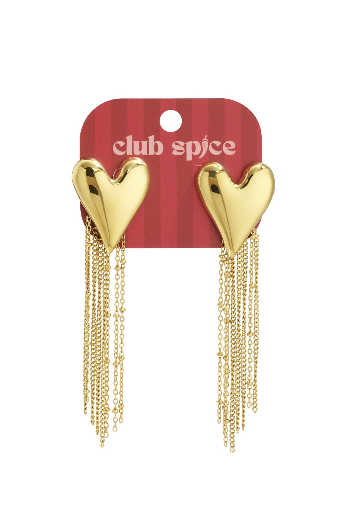 Oorbellen hart hangers goud gepresenteerd op kaartje