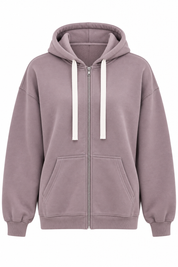Oversized Sweater met Rits Violet dames met capuchon en steekzakken