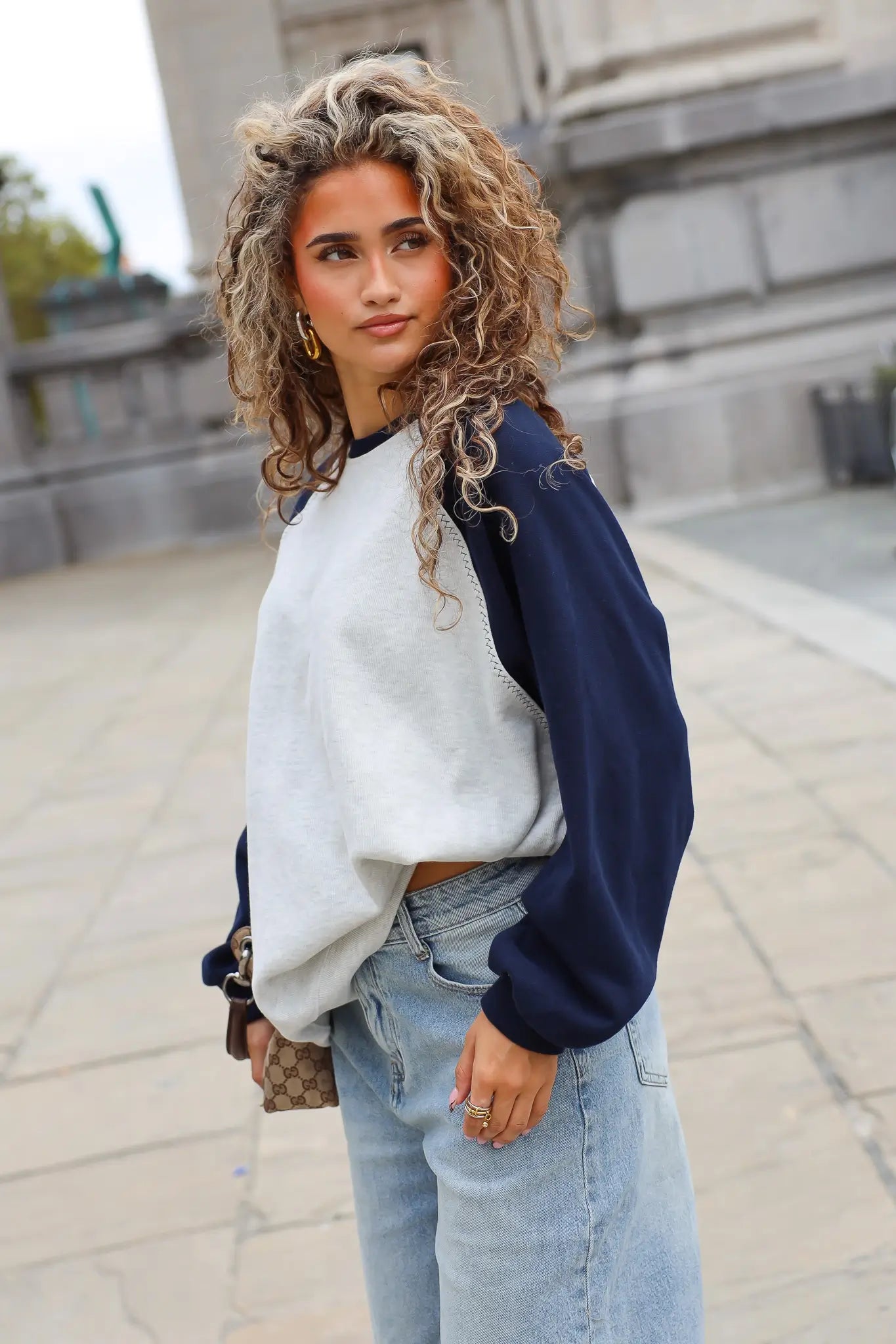 Oversized raglan sweater donkerblauw voor dames