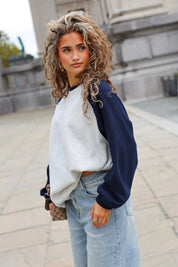 Oversized raglan sweater donkerblauw voor dames