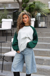 Oversized sweatshirt met groene mouwen voor dames