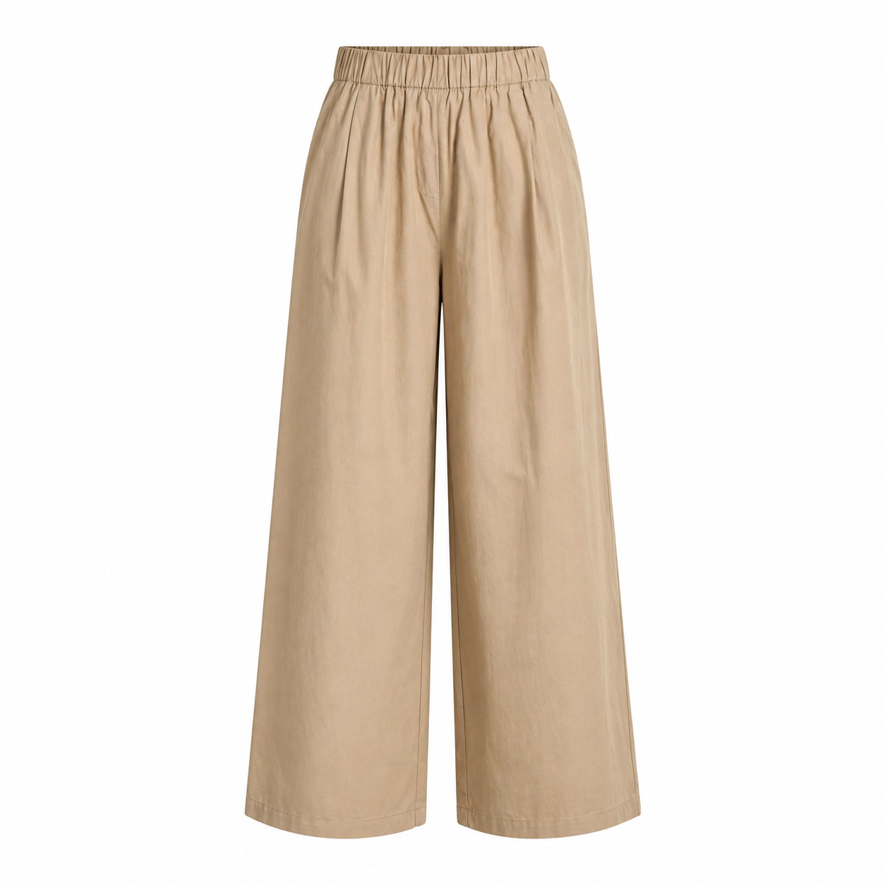 camel pantalon met elastische taille en steekzakken voorkant
