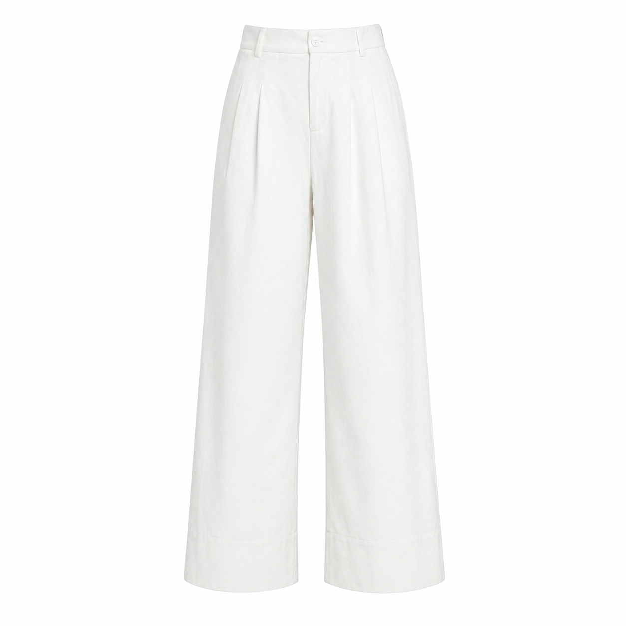 witte pantalon met wijde pijpen en plooien voorkant