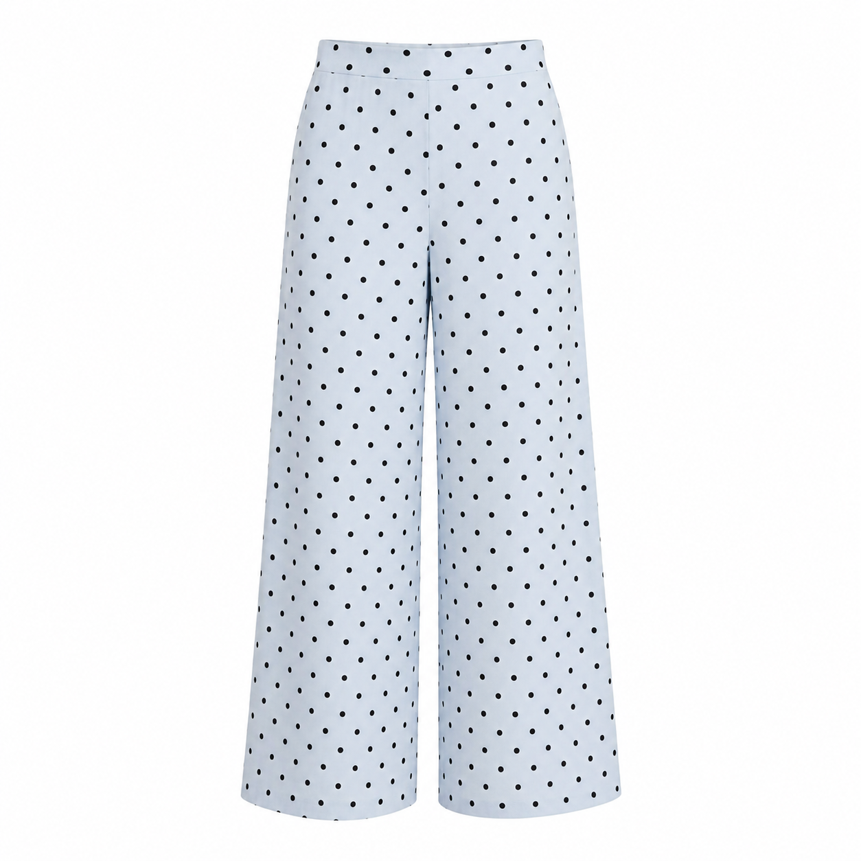 pantalon met stippen rechte wijde pijpen voorkant