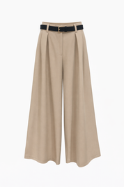 beige pantalon wide fit met riem dames