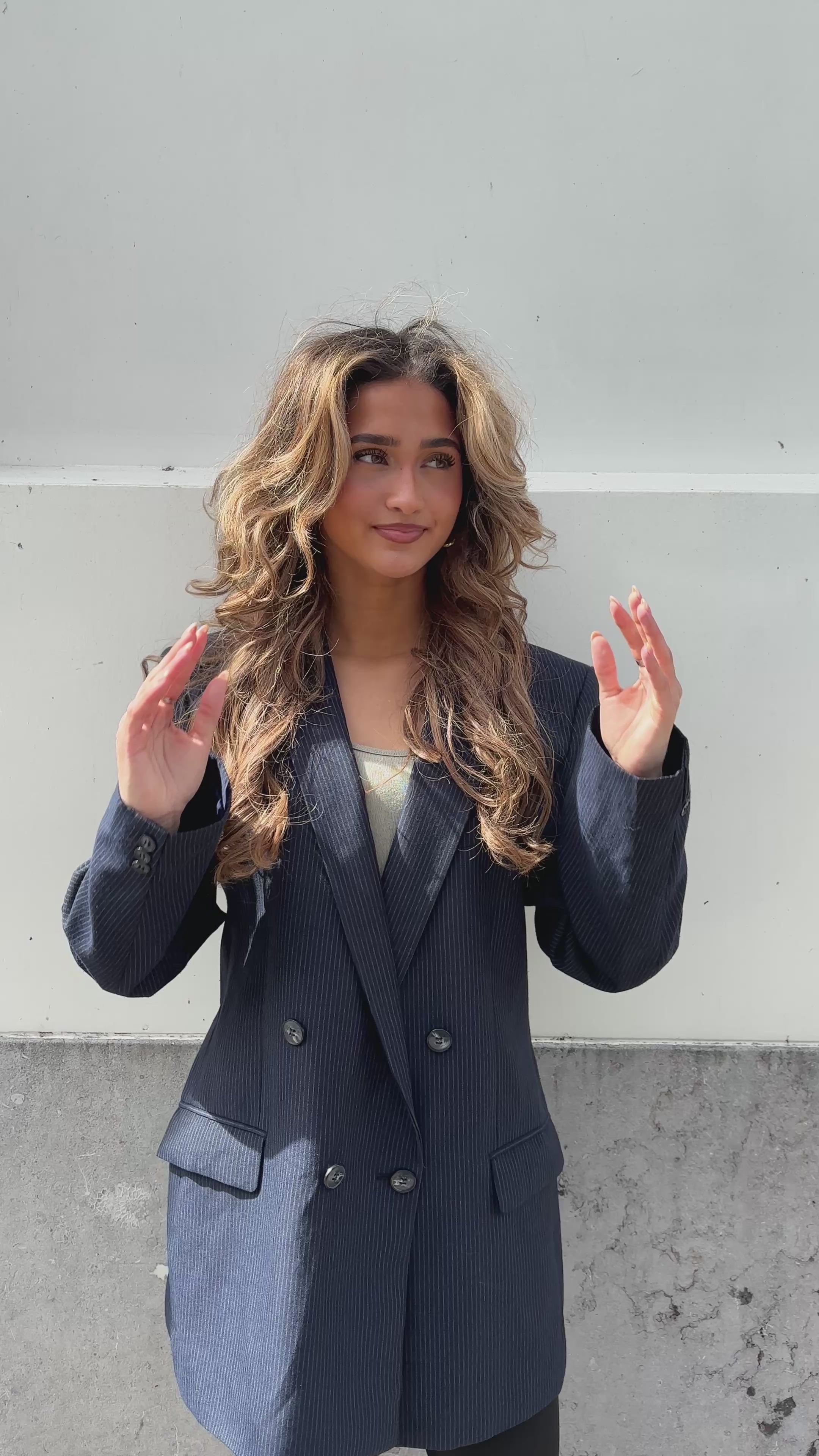 Atelier Series Reworked Blazer Krijtstreep Blauw