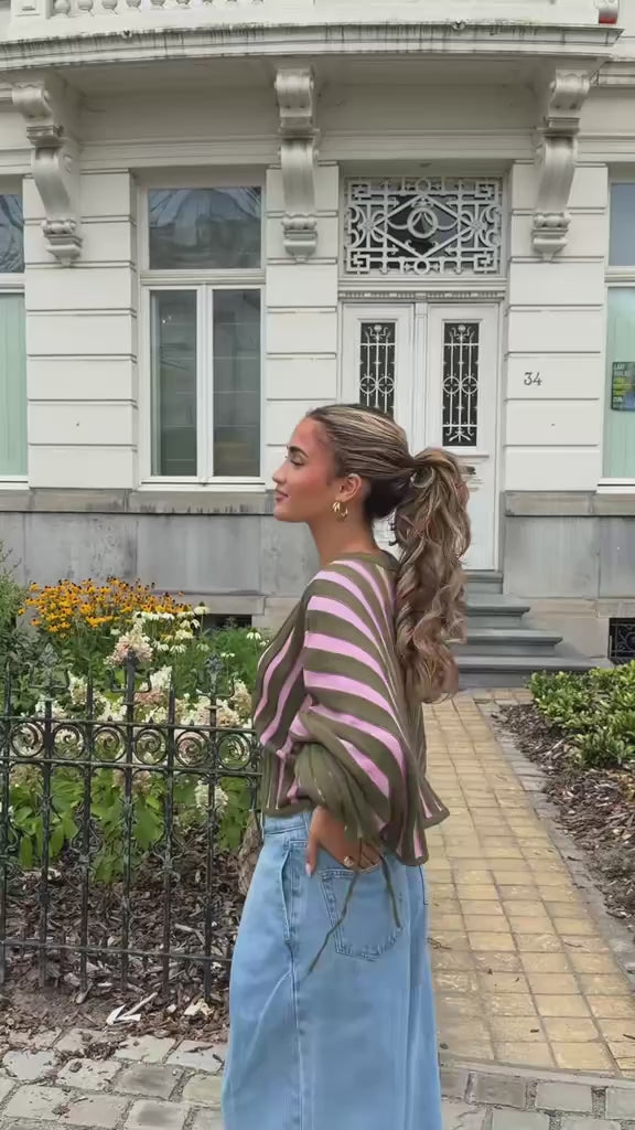 Trui Strepen Ballon Fit Roze/Groen