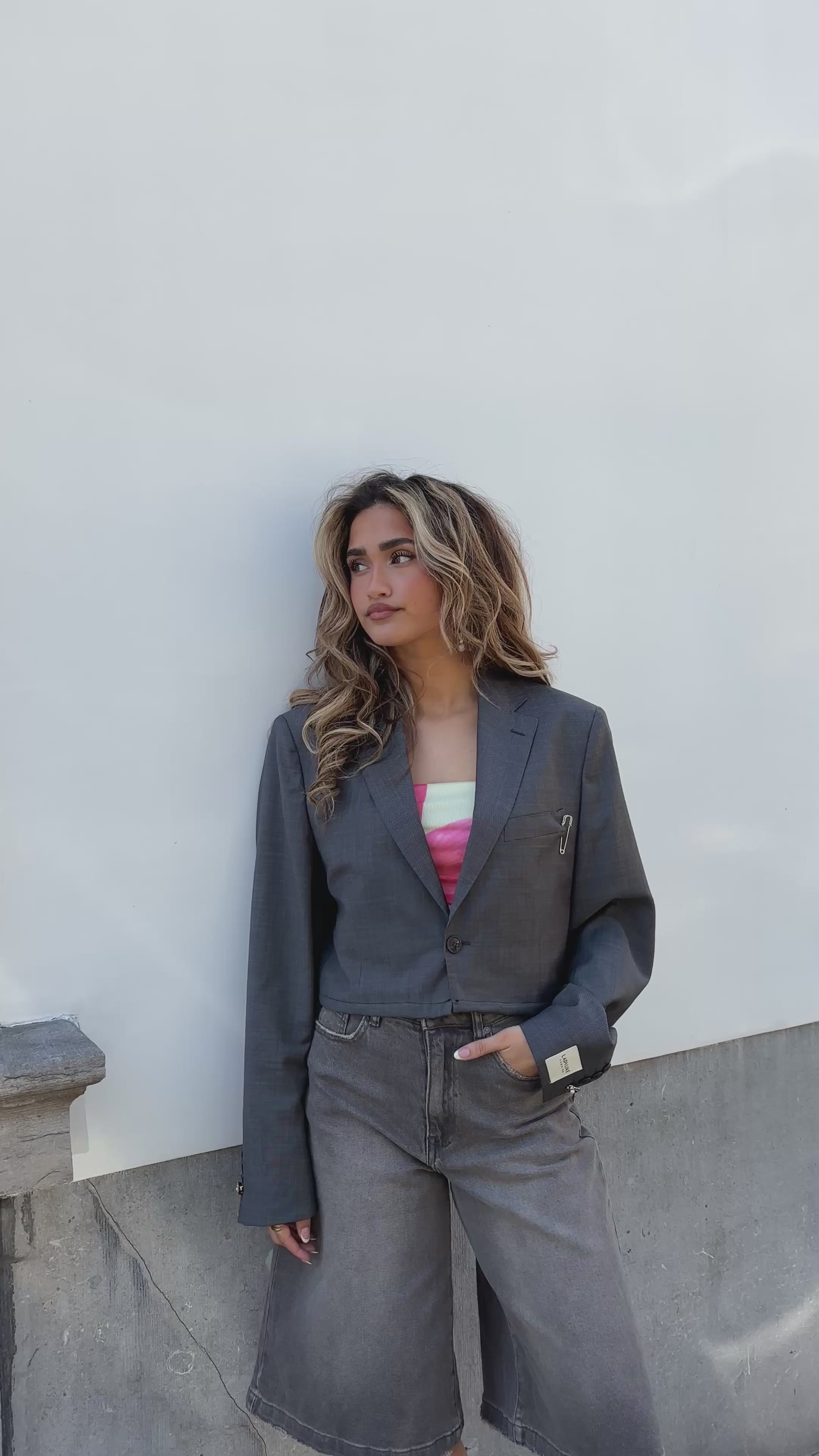 Atelier Series Reworked Blazer Cropped Grijs