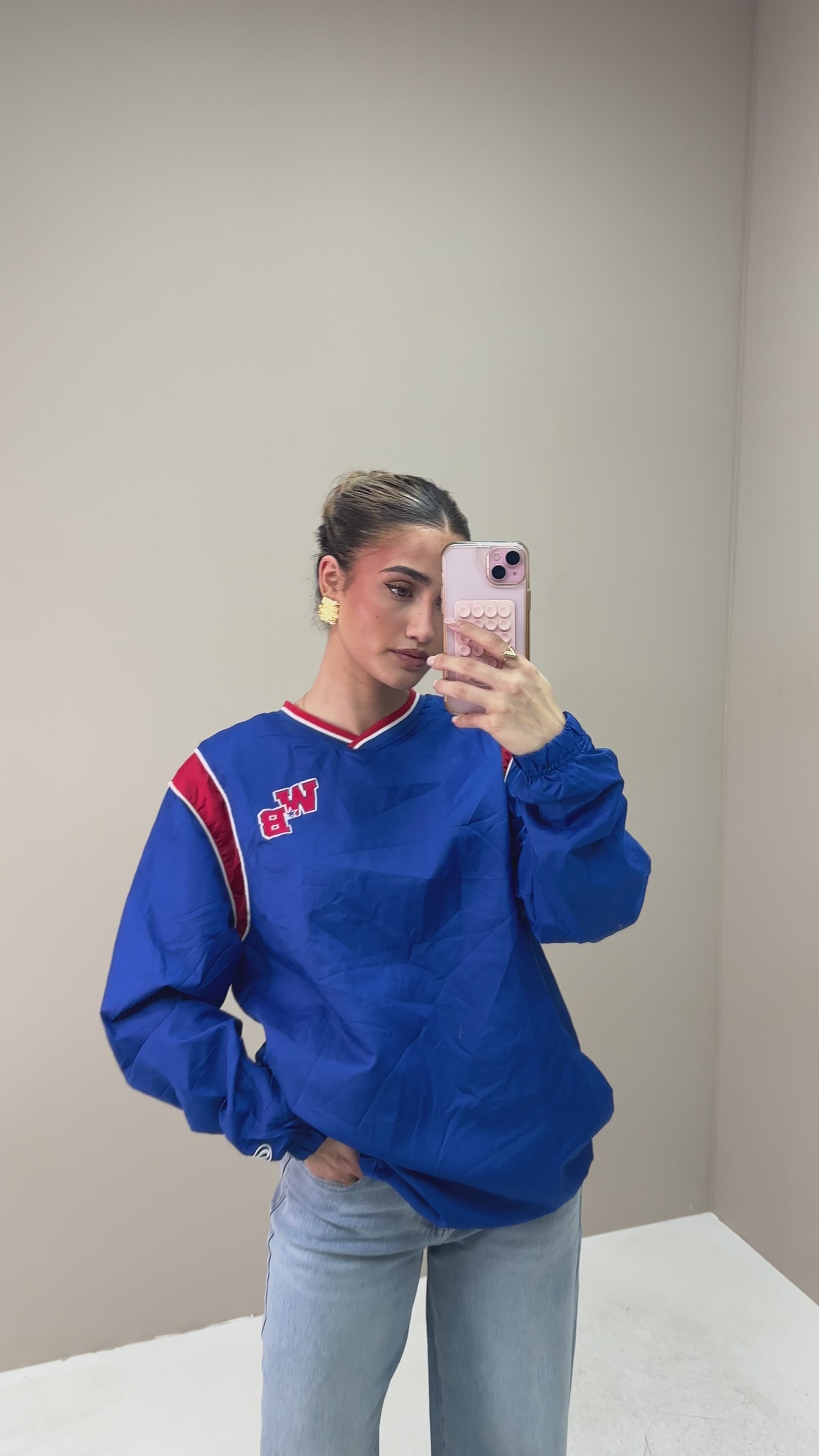 Vintage Jersey Long Sleeve Blauw