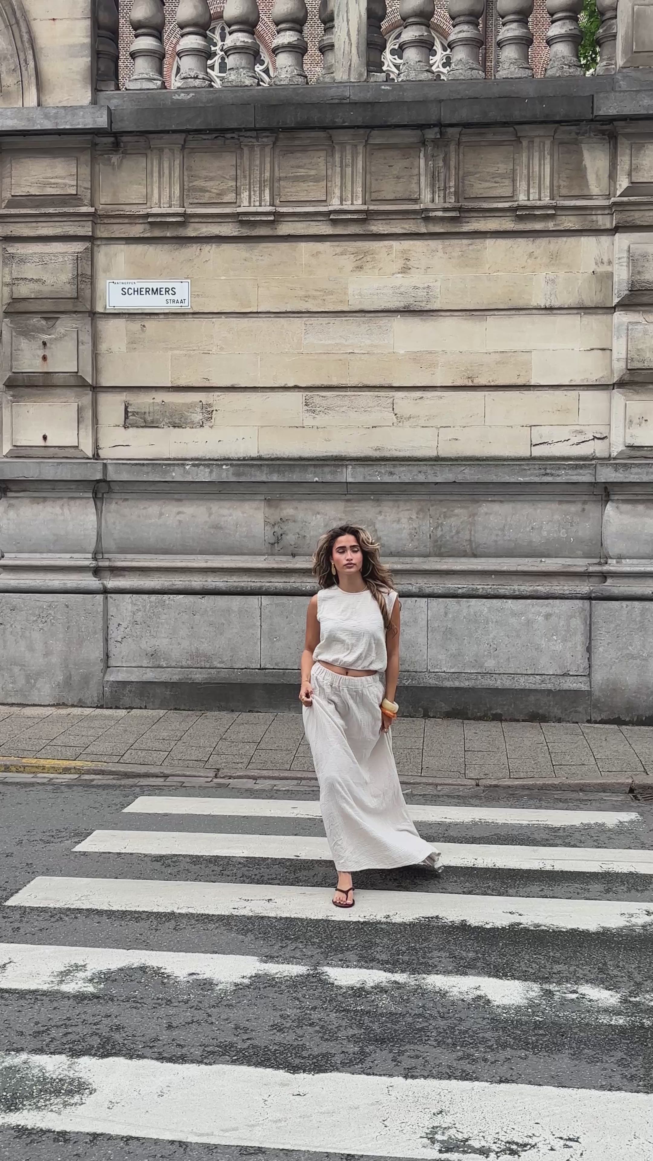 Maxi Rok Mousseline Taupe