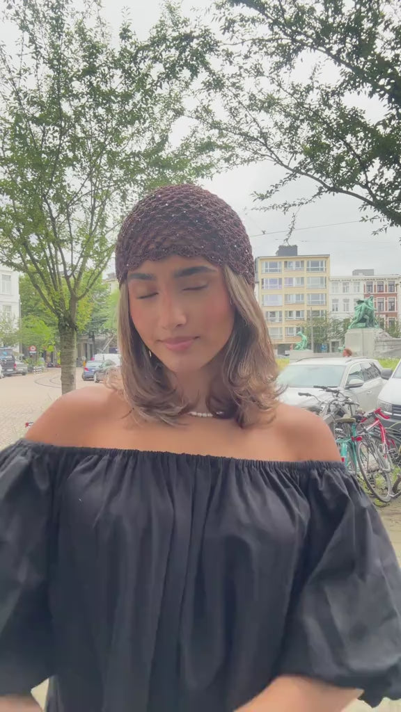 Crochet Muts Donker Bruin