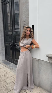 Maxi Rok Mousseline Taupe