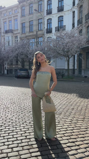 Satijnen Pantalon Straight Fit Groen