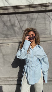 Blouse Taille Effect Blauw