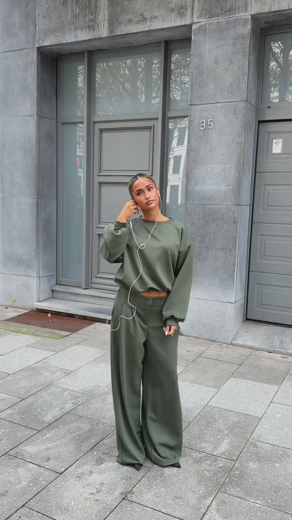 Comfy Sweater Set Khaki