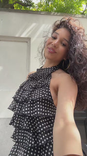 Halter Top Ruffles Polka Dots Zwart
