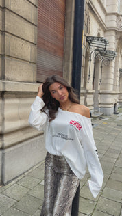 T-Shirt Off Shoulder Print Wit