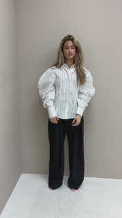 Blouse Pofmouw Stropdas Wit