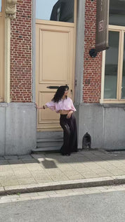 Ballon Blouse Ruit Roze