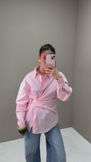 Blouse Omslag Detail Roze