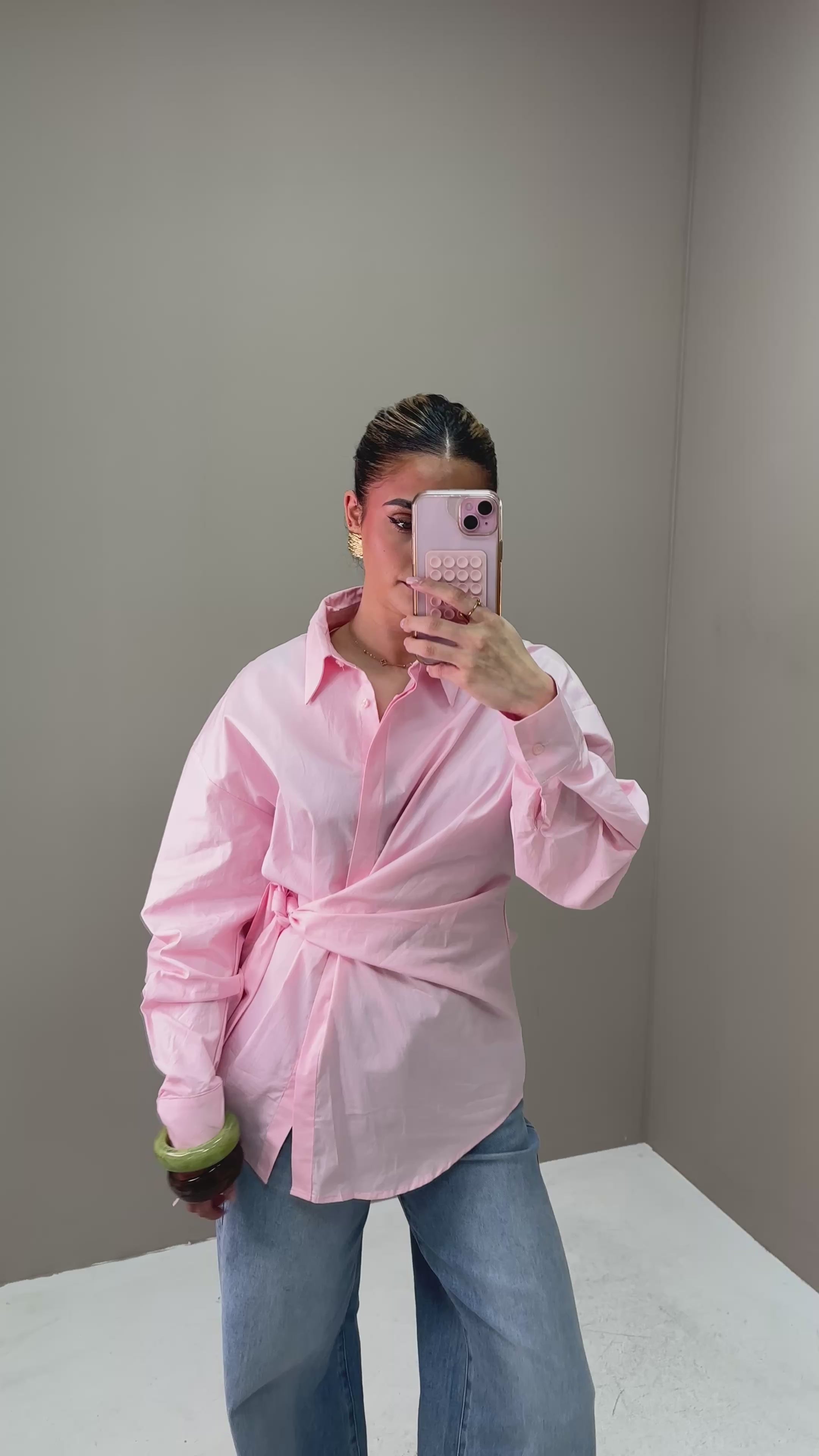 Blouse Omslag Detail Roze