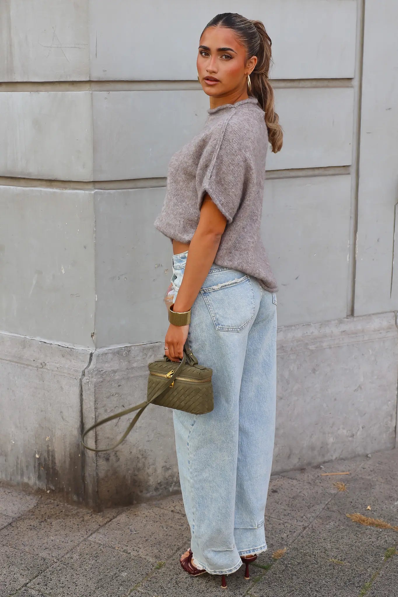 Queen Hearts wide leg jeans voor dames in lichtblauw