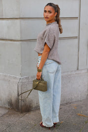 Queen Hearts wide leg jeans voor dames in lichtblauw